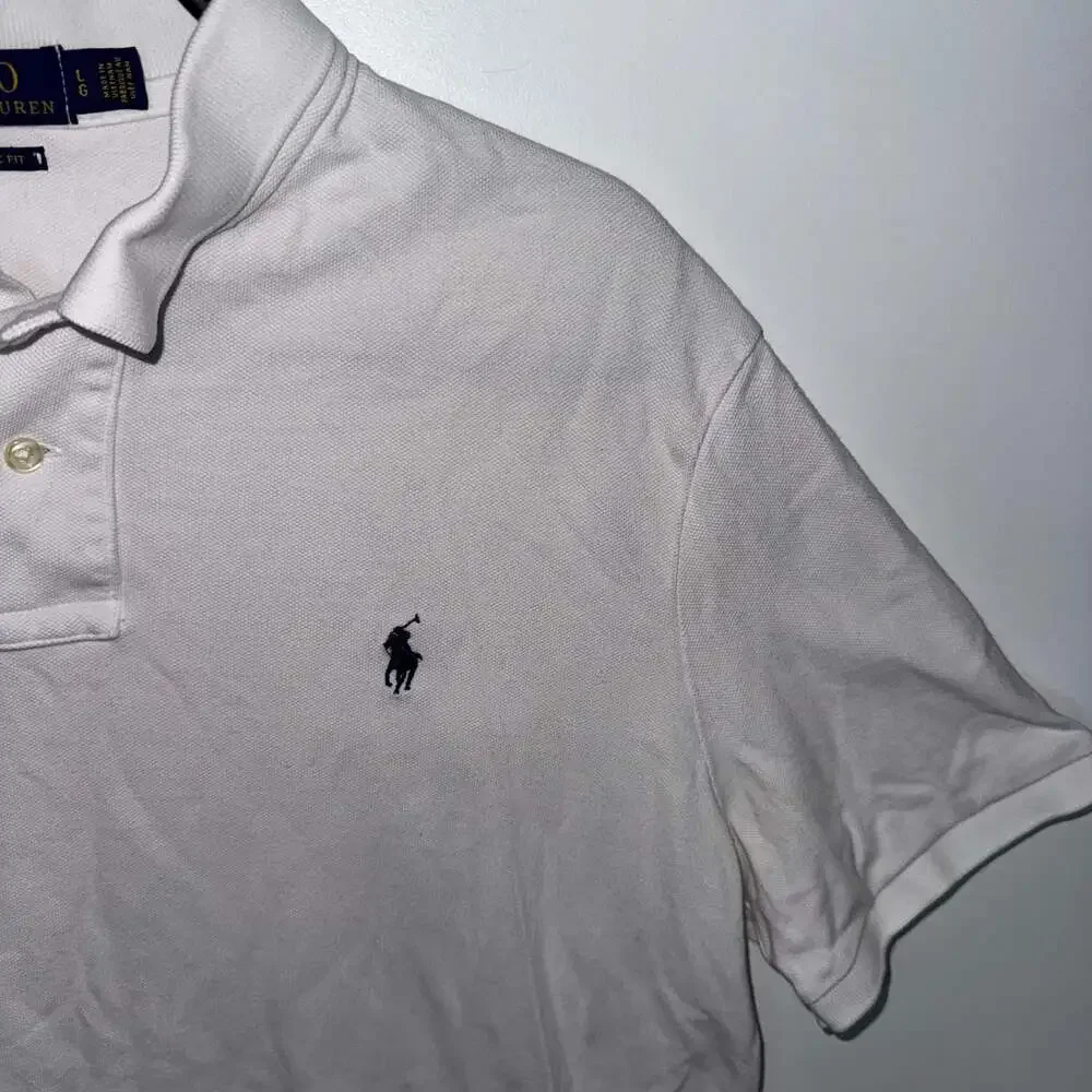 Polo Ralph Lauren Classic Fit Short Sleeve Pique Polo Shirt White Large